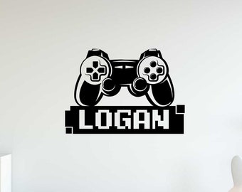 Calcomanía de pared personalizada con nombre de jugador, vinilo personalizado, decoración para sala de juegos infantil 121(alw)