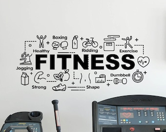 Calcomanía de vinilo para pared de fitness, decoración deportiva para gimnasio en casa, 153 (alw)
