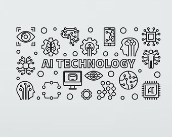Naklejka ścienna z motywem technologii AI, naklejka winylowa, sztuczna inteligencja, znak, komputer, kreatywny wystrój biura, 135(alw)