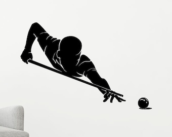 Billiard Player Wall Vinyl Decal Snooker Home Office Sport Game Sticker Art Decor 9(alw)