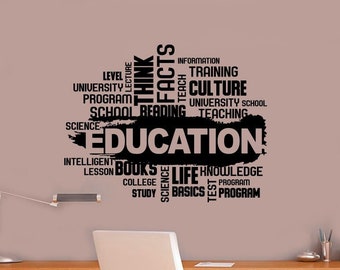 Vinilo decorativo de pared con nube de palabras educativa, material escolar de ciencias, decoración de biblioteca 114 (alw)
