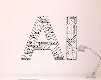 Naklejka ścienna z motywem sztucznej inteligencji, technologia sieciowa, wystrój 105(alw)