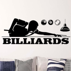 Billiards Wall Vinyl Decal Snooker Player Pool Room Home Office Sport Game Sticker Art Decor 8(alw)