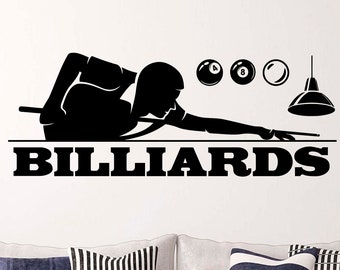 Billard Wand Vinyl Aufkleber Snooker Spieler Pool Zimmer Home Büro Sport Spiel Sticker Art Decor 8(alw)