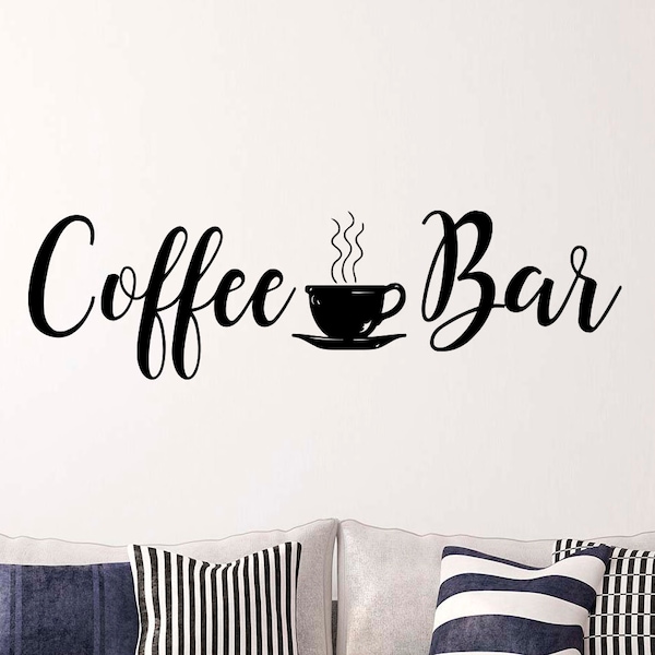 Coffee Bar Wall Vinyl Decal Office Emblem Sticker Logo Home Art Decor 39(alw)