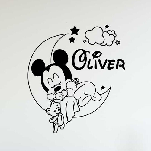Name Wall Decal Mickey Mouse Head Ears Vinyl Decals Sticker Etsy