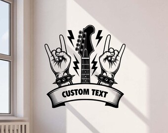 Rock n Roll Aufkleber Vinyl Aufkleber Heavy Metal Personalisierter Text Dekor Geschenk Musik Wand Kunst Zeichen 4365