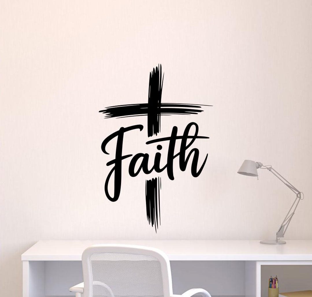 Faith Cross Wall Decal Vinyl Sticker Bible Quote Decor Prayer Gift Wall ...