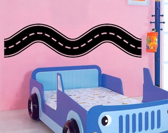 Snelweg kronkelende weg muurtattoo vinyl sticker kinderspeelkamer decor 138(alw)