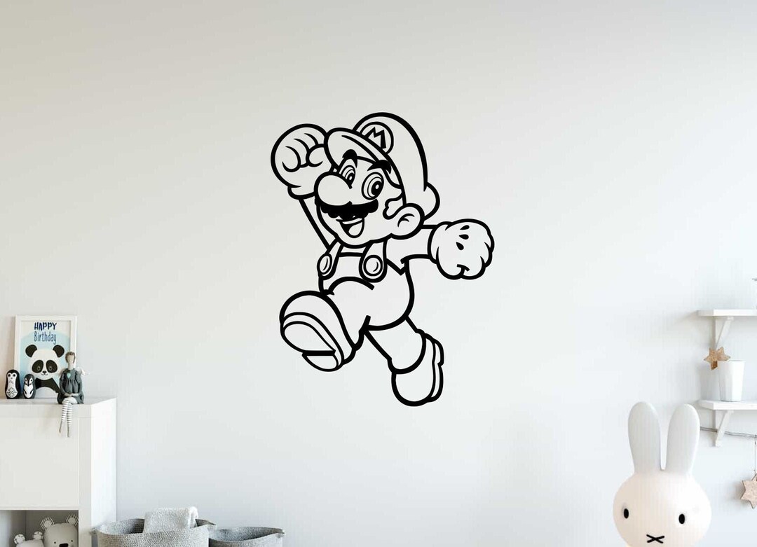 Super Mario Wall Decal Vinyl Sticker Video Game Character Etsy