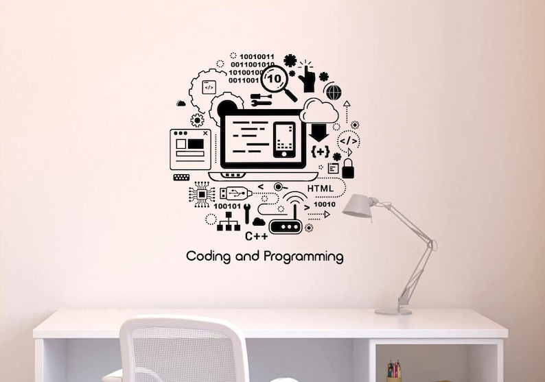 Coding Wall Vinyl Decal Computer Programming Sticker Home - Etsy