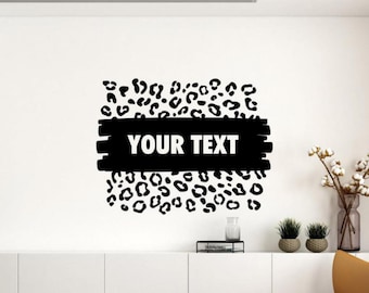 Personalized Leopard Print Wall Decal Vinyl Sticker Custom Cheetah Wall Art Gift Wall Decor Sign Stencil Mural Indoor Outdoor for Car 2941