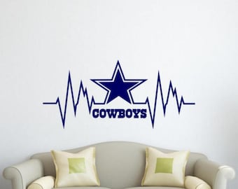 Cowboys Wandtattoo Vinyl Aufkleber Herzschlag Wandkunst Fan Geschenk Fußball 3003