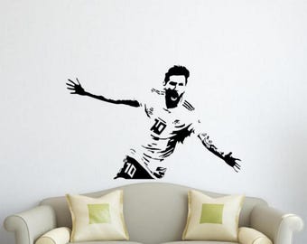 Fußball Spieler Wand Aufkleber Vinyl Aufkleber Wand Kunst Geschenk Fußball Fan Wand Dekor Lionel Poster Zeichen Schablone Wandbild Indoor Outdoor 2961