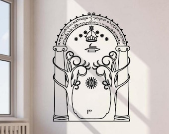Moria Tor Wand Aufkleber Vinyl Aufkleber Türen von Durin Fee Zauberer Wand Kunst Buch Liebhaber Geschenk Magie Dekor Zeichen Schablone Wandbild 3067
