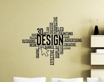 Calcomanía de pared con diseño 3D de nube de palabras, vinilo decorativo, regalo, letrero de arte de pared 4405