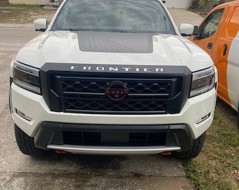 Raised Front Hood Decals Stickers Insert Letters Compatible with 2022 2023 2024 Nissan Frontier (American Flag - Reflective)