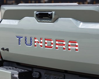 Compatible with 2022 2023 2024 TOYOTA TUNDRA Raised Tailgate Decals Stickers Insert Letters (American Flag - Reflective) inlay