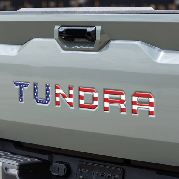 Compatible with 2022 2023 2024 TOYOTA TUNDRA Raised Tailgate Decals Stickers Insert Letters (American Flag - Reflective) inlay