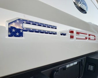 Raised Tailgate Decals Stickers Insert Letters Compatible with 2018 2019 2020 (American Flag - Reflective)