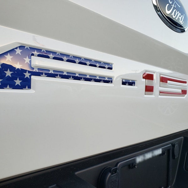 Raised Tailgate Decals Stickers Insert Letters Compatible with 2018 2019 2020 (American Flag - Reflective)