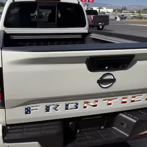 Raised Tailgate Decals Stickers Insert Letters Compatible with 2022 2023 2024 2025 Nissan Frontier (American Flag - Reflective)