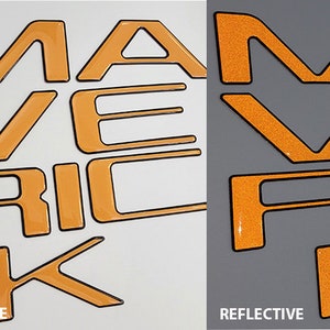 Raised Tailgate Decals Stickers Insert Letters Compatible with 2021 2022 2023 2024 MAVERICK reflective tailgate letters TREMOR orange W Blk