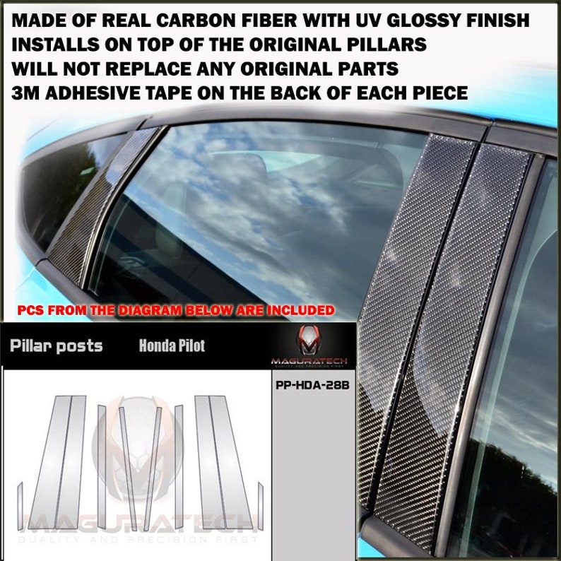 Fits Honda Pilot 2016 2017 2018 2019 Real Black Carbon Fiber Etsy