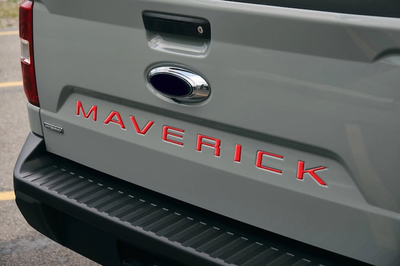 Raised Tailgate Decals Stickers Insert Letters Compatible with 2021 2022 2023 2024 MAVERICK reflective tailgate letters Red