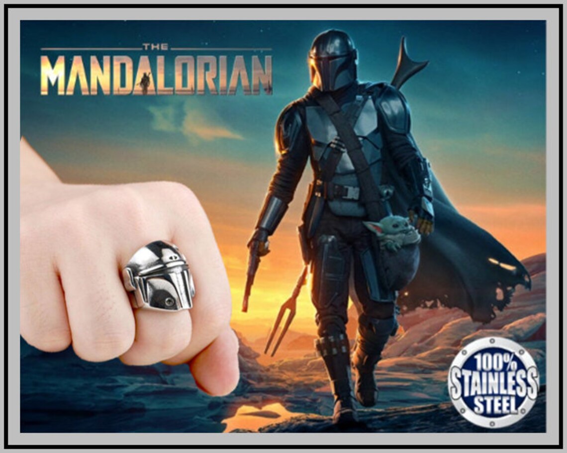 The Mandalorian helmet ring for men star wars ring stainless Etsy