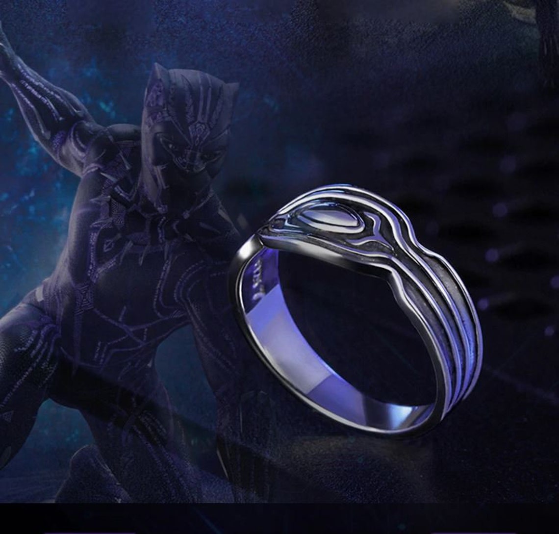 Silver Black Panther Ring Genuine 925 Sterling Silver Black Etsy