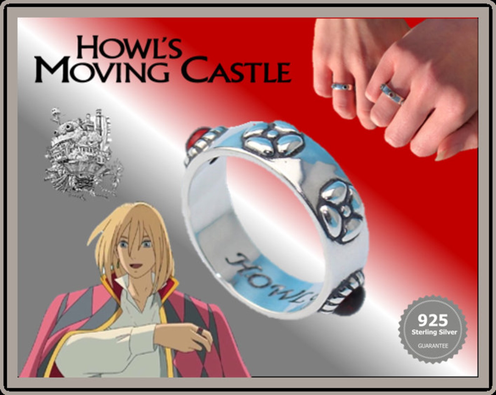 S925 Sliver Howl's Moving Castle Ring Anime jewelry Etsy
