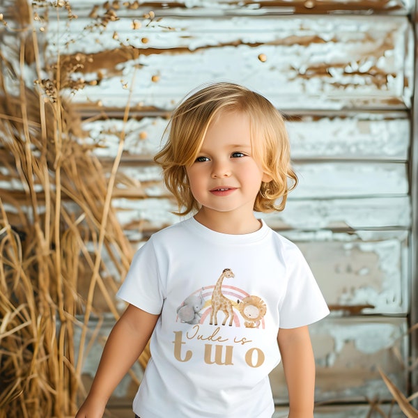 Personalised Wild Jungle Birthday TShirt, Cute Safari Animals Birthday Tee With Age On, Wildling Party Outfit