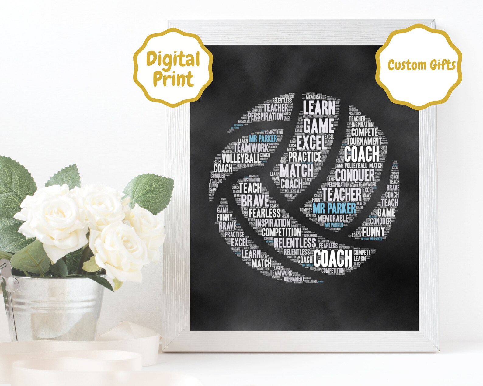 Personalized Volleyball Coach Gifts Printable Volleyball Wall Etsy
