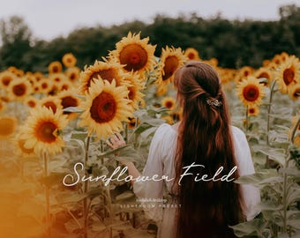 Sunflower Field- Desktop&Mobile Vintage Film Lightroom Preset Moody Editing - One Click Photographer Editing Tools