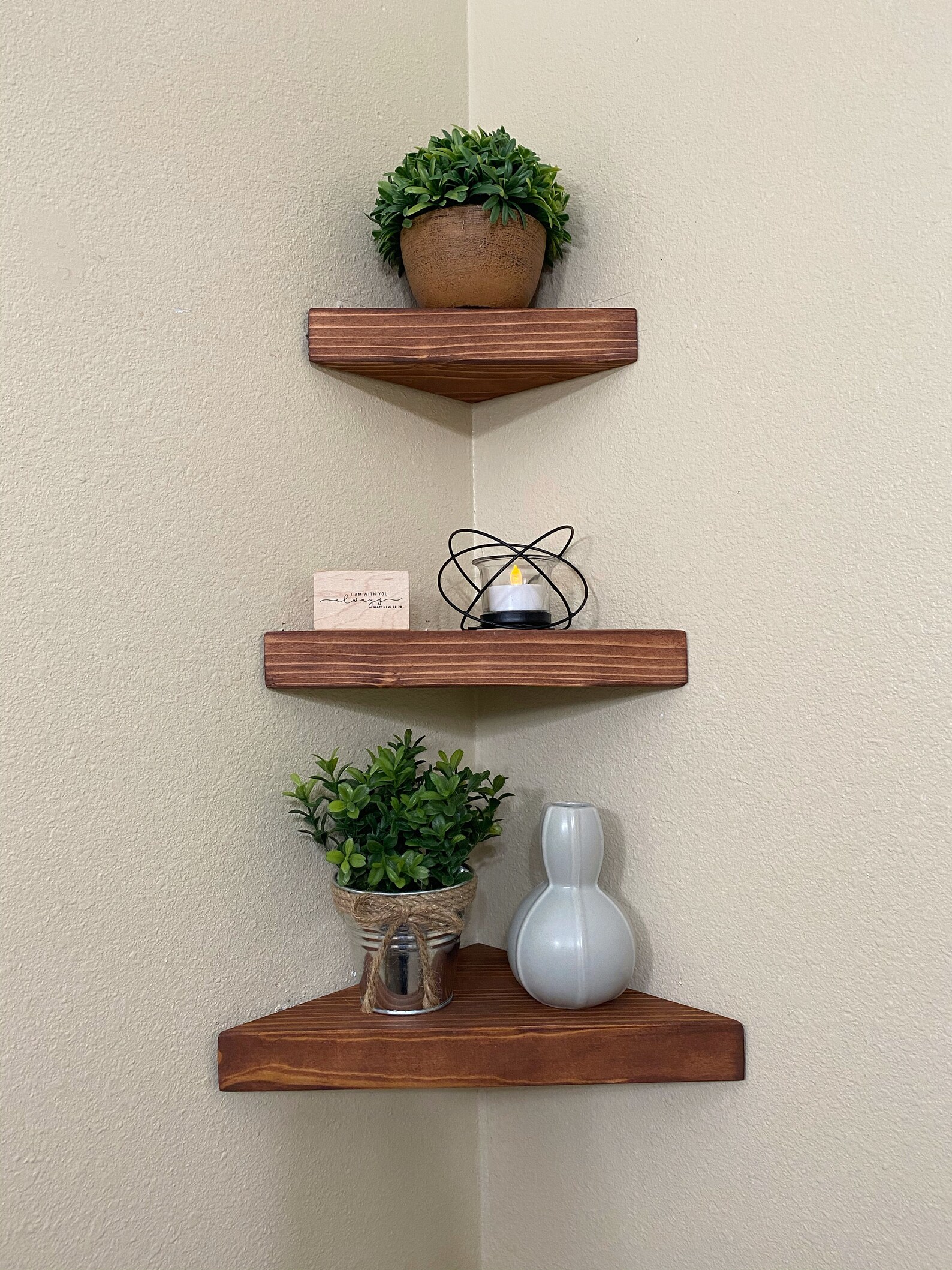Set of 3 Corner Floating Shelves White Oak Shelf Rustic Etsy