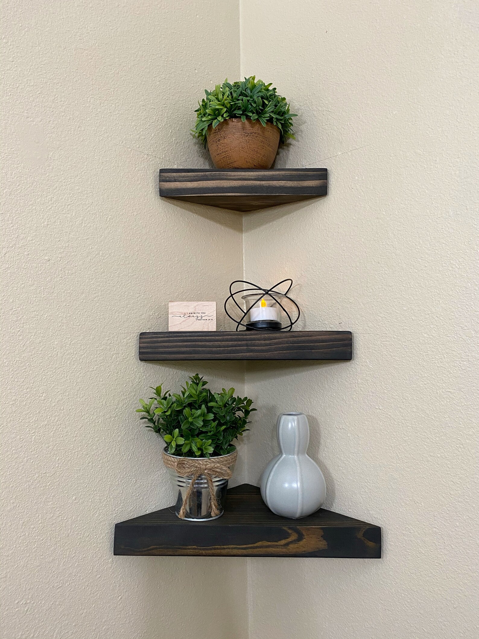 Set of 3 Corner Floating Shelves White Oak Shelf Rustic Etsy