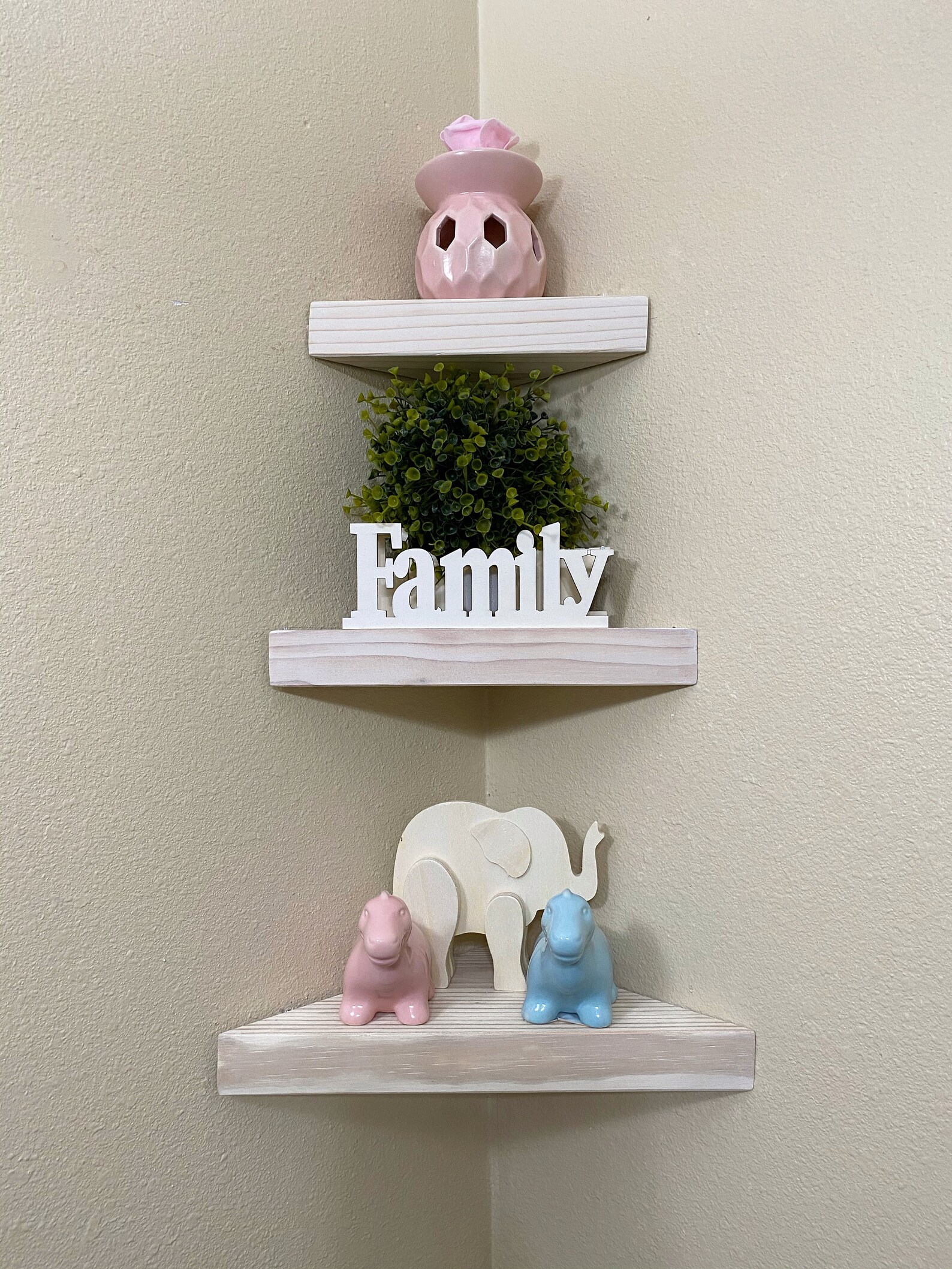 Set of 3 Corner Floating Shelves White Oak Shelf Rustic Etsy