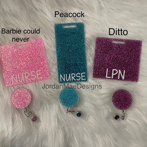 Glitter Badge Buddy | Personalized Badge Buddy | Nurse Badge Buddy | ID Holder | Work Name Badge | Work Accessory | Holographic Badge Buddy