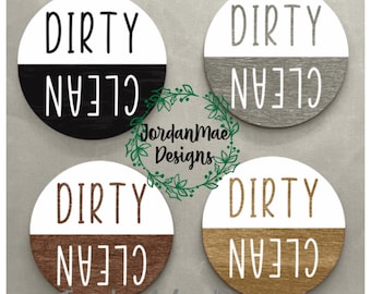 Farmhouse Dishwasher Magnet | Clean Dirty Dishwasher Magnet | Clean Dirty Dishwasher Sign | House Warming Gift | Grey Kitchen Decor | Wood
