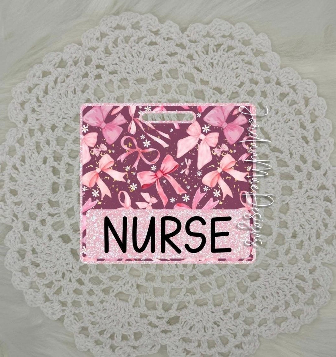 Bow Badge Buddy | Pink Bow Glitter Badge Buddy | ID Holder | Work ID ...