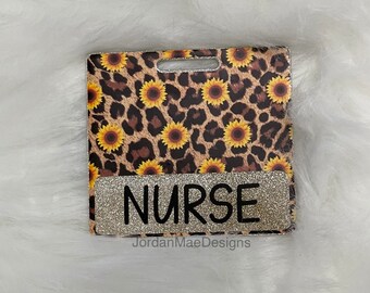 Cheetah Sunflower Badge Buddy | Badge Buddy | Leopard Sunflower Badge Buddy | Badge Holder | Glitter Badge Buddy | Id Holder | BS