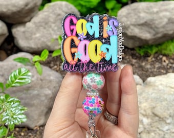 God Is Good Badge Reel | Inspirational  Beaded Badge Reel | Nursing Badge Reel |  Christian Badge Reel | Spiritual Badge Reel