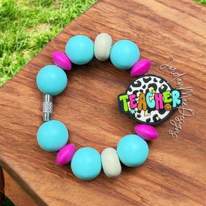 Tumbler Handle Charm | Teacher Tumbler Keychain | Leopard Teacher Keychain | Beaded Tumbler Handle Charm | Tumbler Accessories | Cup Charm