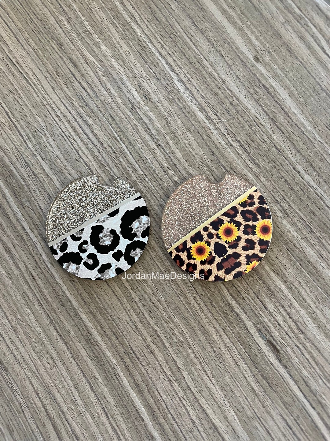 Leopard Car Coasters Custom Cheetah Car Coasters Silver Leopard Car