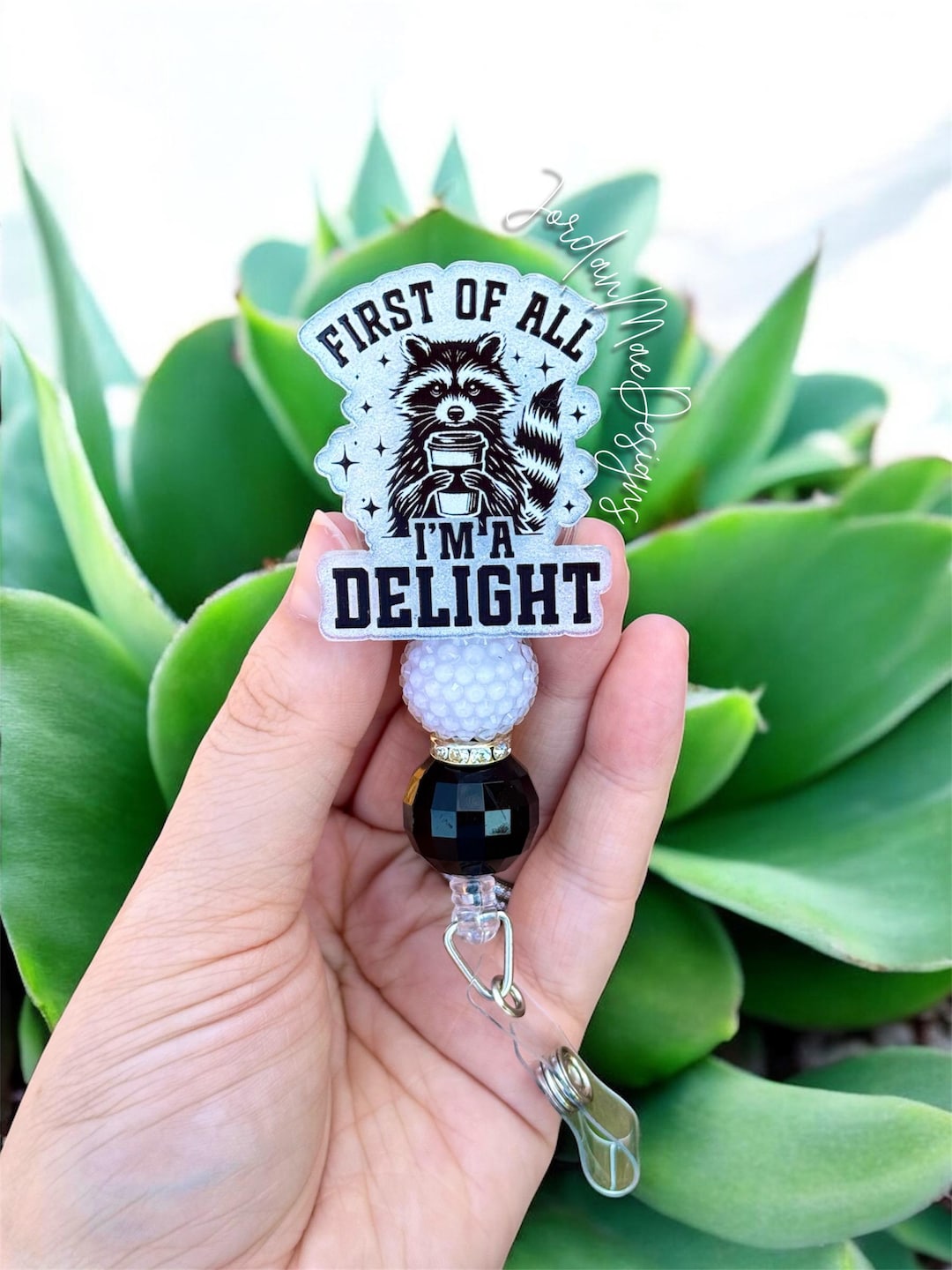 First of All I’m A Delight Badge Reel | Beaded Badge Reel | Nurse ...