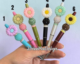 Daisy Beaded Pen | Flower Beaded Pens | Office Supplies | Office Decor | Desk Decor | Flower Pen | Gifts For Kids