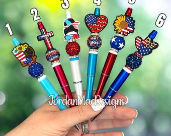 Independence Day Pen | Custom Beaded Pens | Office Supplies | Office Decor | July Forth Beaded Pen | Gifts For Kids | Memorial Day Pen