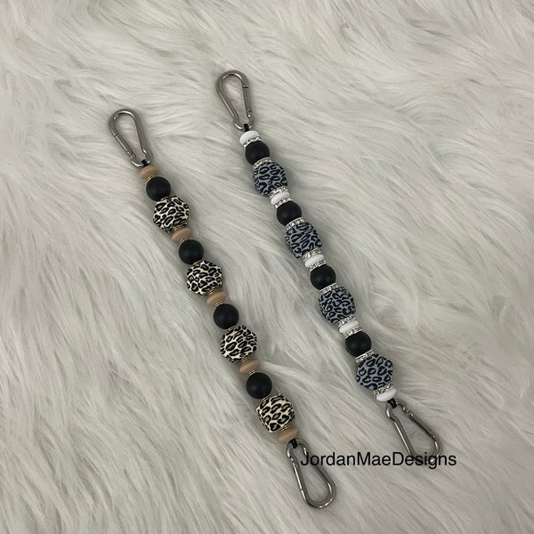 Key Finder Clip For Purse | Leopard Key Clip | Bag Key Clip | Key Locator Clip | Purse Key Ring | Snow Leopard Key Clip| Keychain Key Finder