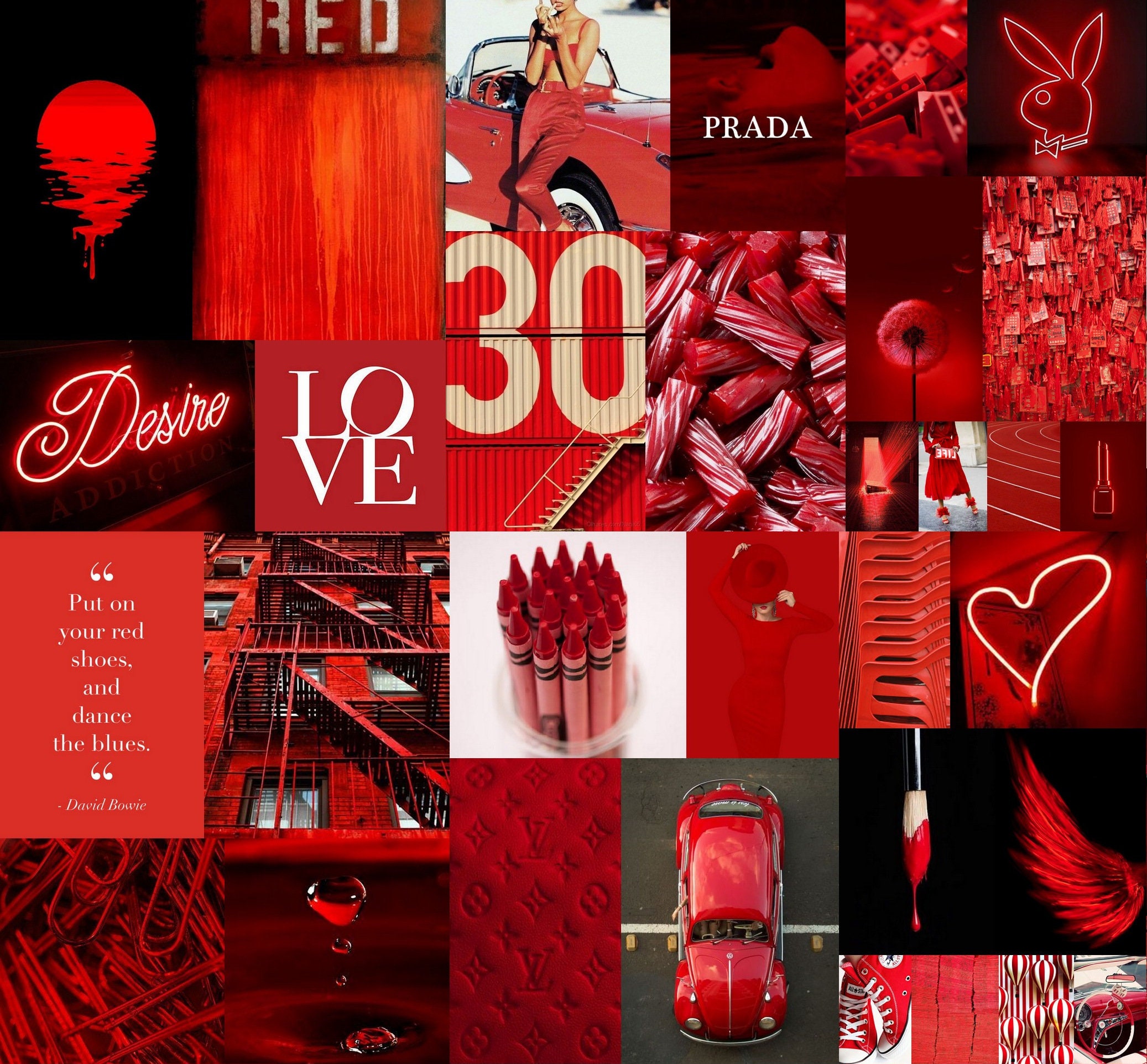 Boujee Red Aesthetic Wall Collage Kit 95 Pieces | Etsy